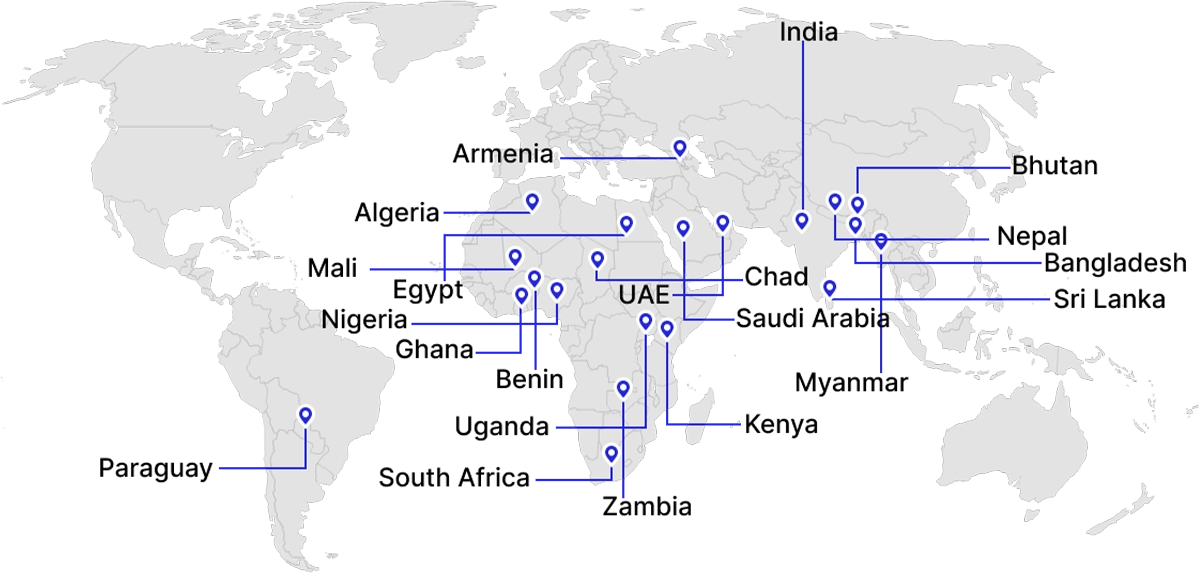 Elite Cranes global presence map