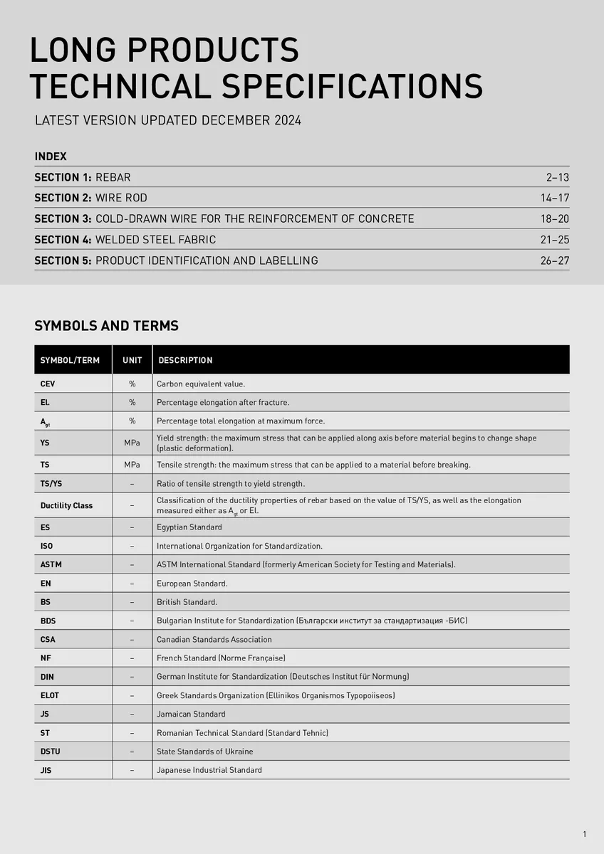 Ezz Steel Long Products Technical Specifications