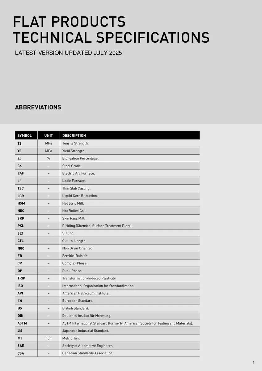 Ezz Steel Flat Products Technical Specifications