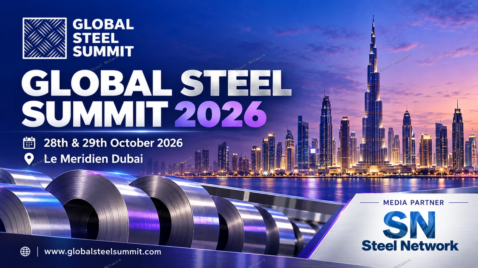 ستيل نتورك شريك إعلامي لقمة Global Steel Summit 2026 في دبي بمشاركة دولية واسعة من قطاع الصلب